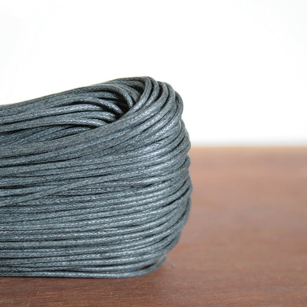 1.5mm Charcoal Grey Waxed Cotton Cord, Beading Cord, Craft Cord