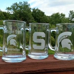 MSU Spartan公式ライセンスエッチンググラス4個セット - 16オンス大型マググラス (#8112)