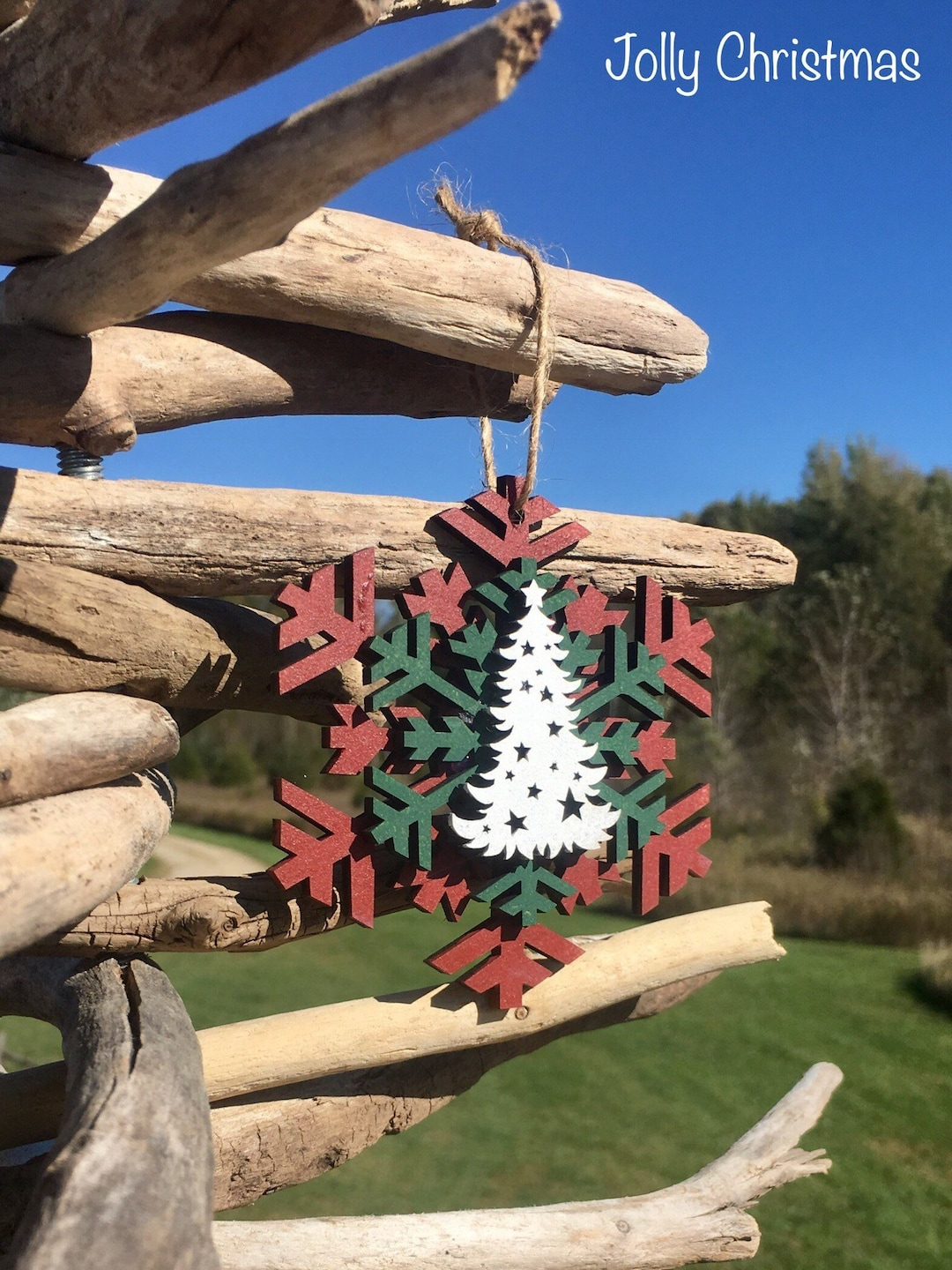 Decorated Christmas Tree Themed Holiday Ornaments Wooden Etsy