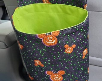 Car Trash Can, "Spooky Pumpkins" Custom Disney Inspired Waterproof Large Bag Travel Wastebasket or Travel Storage Bag