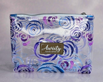 Beautiful "Berry Roses" Custom Clear TPU Midnight Kiss Pouch with Rose design, Mini Bag, Accessory Pouch