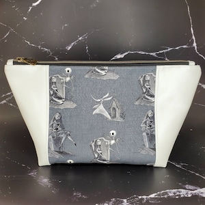 NBC &quot;Jack & Sally&quot; Licensed Night Mare Before Christmas Inspired Large Peek A Boo Make-up Bag Waterproof Toiletry Bag or Travel Bag