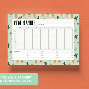 Meal Planner Cacti Print A4 and US Letter Size Pdfs Included INSTANT DOWNLOAD - Etsy