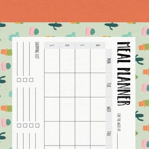 Meal Planner Cacti Print A4 and US Letter Size Pdfs Included INSTANT DOWNLOAD - Etsy