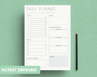 Daily Planner Minimal | A4 and US letter size PDFs included – INSTANT DOWNLOAD