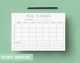 Meal Planner Cacti Print A4 and US Letter Size Pdfs Included INSTANT DOWNLOAD - Etsy