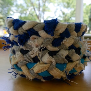 Upcycled Braided Scrap Fabric Basket