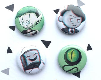 button set Darkiplier, Antisepticeye, Dark tiny box tim and Anti sam septiceye (anti and dark version)