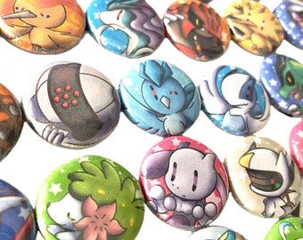Mythische en opmerkelijke Pokemons pin buttons Gen 1 t/m 4 fan made