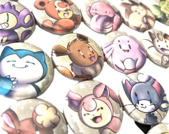 Normale pokemons pin buttons Gen 1 t/m 4 fan gemaakt