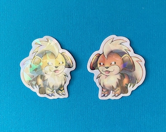 Growlithe Sticker Vinyl Holografische Pokemon-fangemaakt