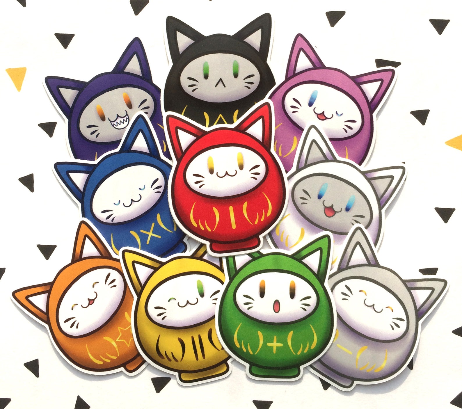Lucky Cat Daruma Doll Sticker Etsy