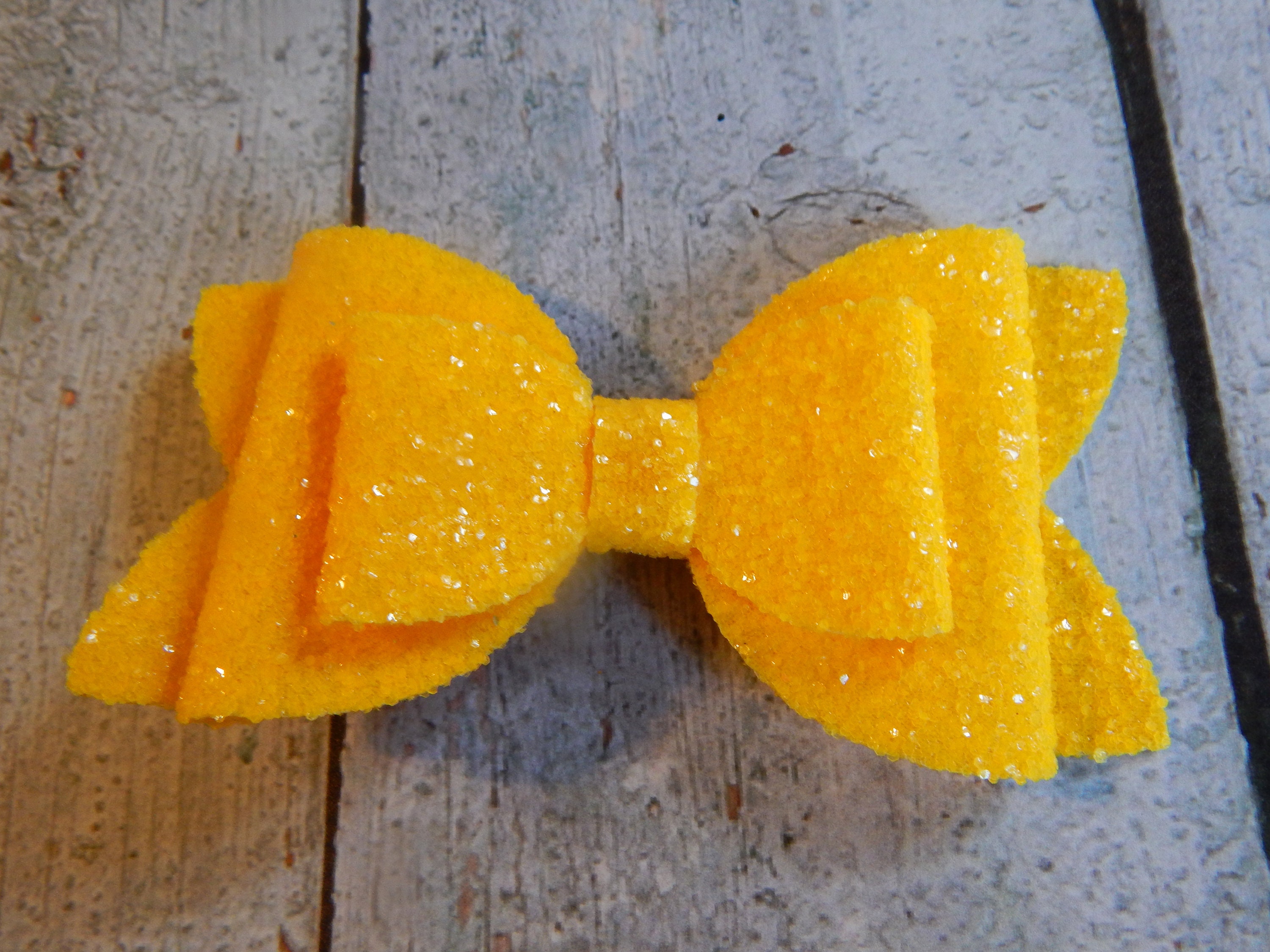 Bright Yellow Sparkle Double Stacked Ella Hair Bow - Etsy New Zealand