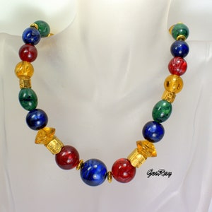 LCi Liz Claiborne MultiColor Beaded Necklace Lucite Runway Couture