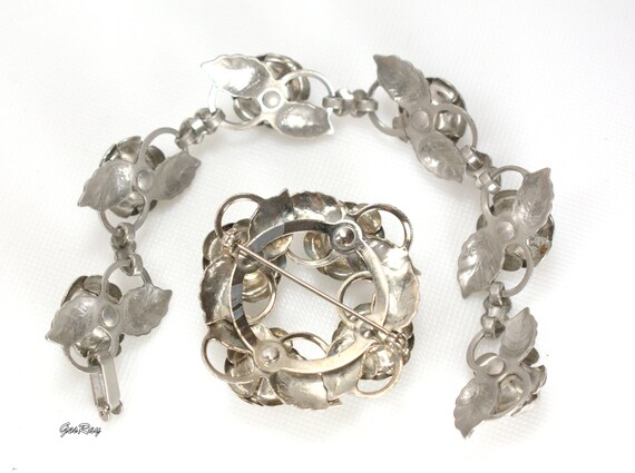 Statement Vintage Demi Parure Flower Link Bracele… - image 8