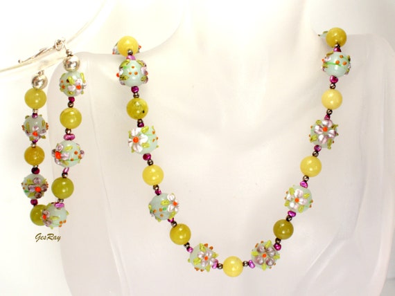 Donna Dressler Art Glass Bead Bracelet 