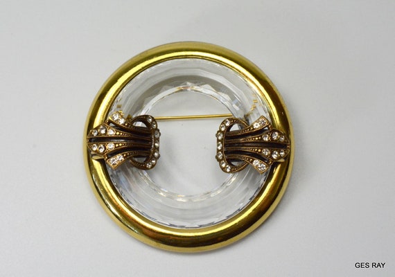 Ermani Bulatti Lucite Circle Pin Brooch Rare Coll… - image 1