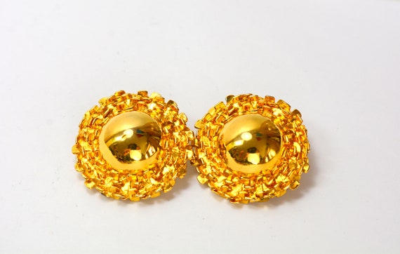 PD Statement Bold Domed Button Earrings Gold Prem… - image 1