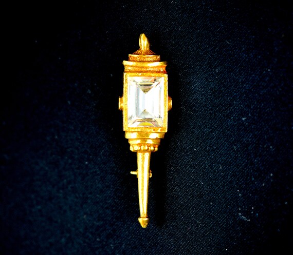 Goldette Victorian Revival Brooch Pin Lamp Gas Li… - image 5
