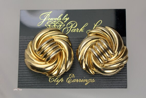 Very Large Statement Gold Domed Clip on Earrings … - image 2
