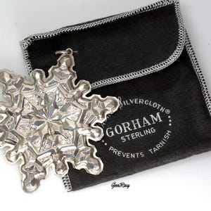 Gorham Sterling Silver 1971 Christmas Snowflake Ornament New Old Stock with Original Velvet Pouch