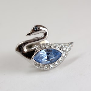 Authentic Swarovski Swan Bird Tie Tic Pin Marked Swarovski Signature Jewelry