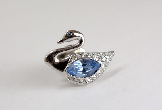Authentic Crystal Swan Tie Tic Pin Marked SWAROVSKI Logo Signature Jewelry Etsy Canada