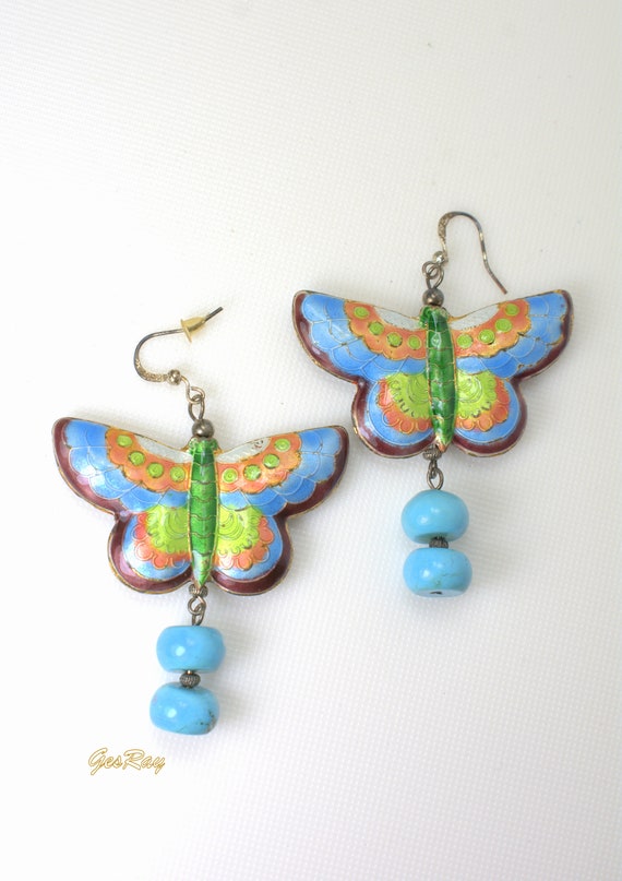 Statement Thousand Dangle Pierced Earrings Flower… - image 4