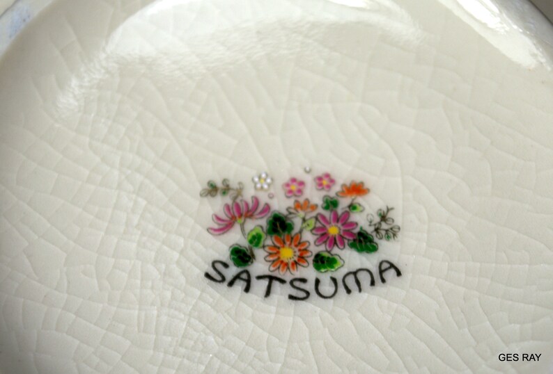 Oriental Japanese Satsuma Porcelain Trinket Box Crackle Glaze Etsy