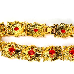 Camrose and Kross Jacqueline Kennedy Bracelet JBK Faux Ruby Crystals Gold Tone