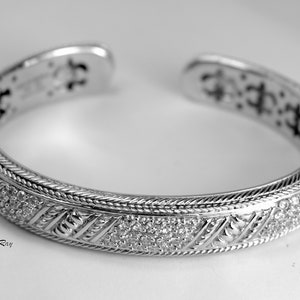 Judith Ripka 925 Klapp Armreif Armband-Manschette Sterling Silber Diamonique CZ Cubic Zirkonia