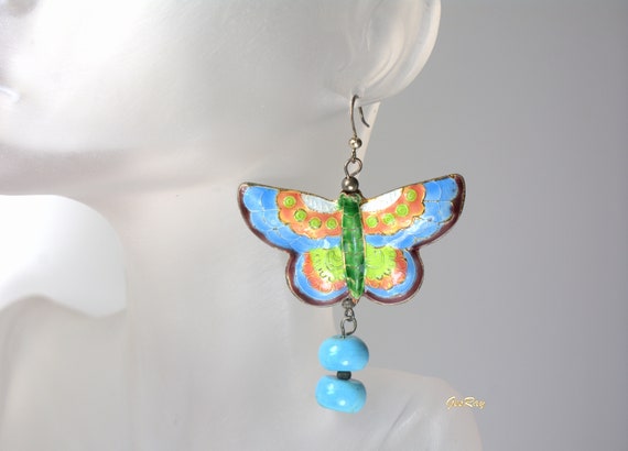 Statement Thousand Dangle Pierced Earrings Flower… - image 2