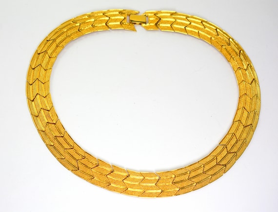 Napier Gold Tone Collar Choker Necklace Cleopatra… - image 6