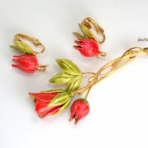 Park Lane Flower Brooch and Earrings Jewels by Park Lane Jewelry