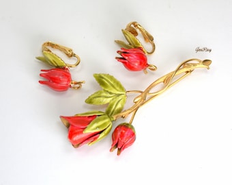 Vintage Park Lane Floral Brooch and Clip-on Earrings Set