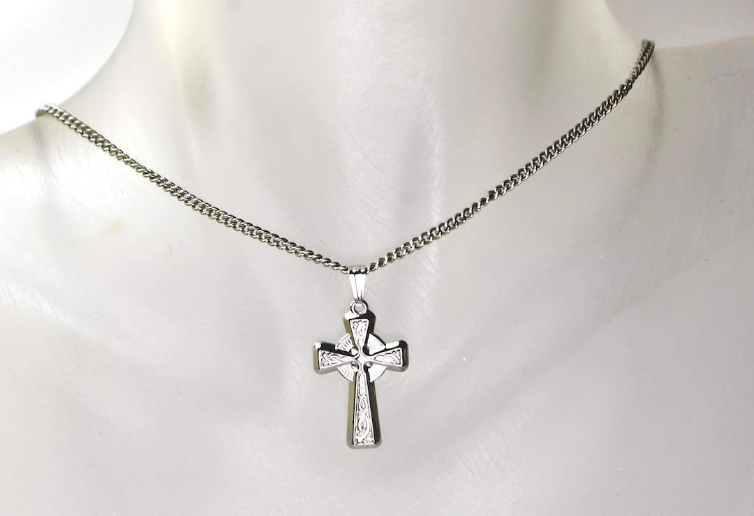 Celtic Cross Sterling Silver Pendant Necklace Scotland Scottish Irish ...