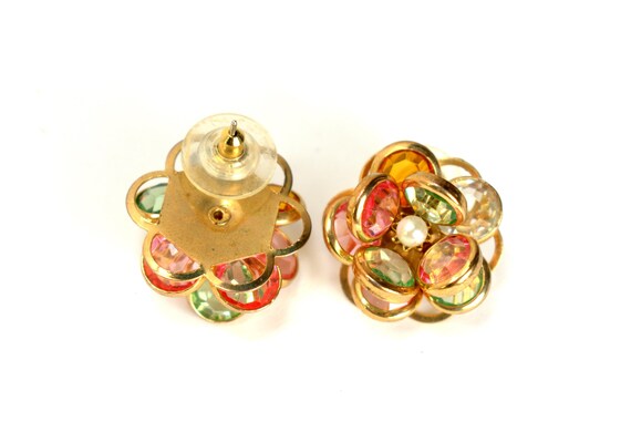 Vintage Swarovski Stud Earrings Bezel Set Crystal Cluster