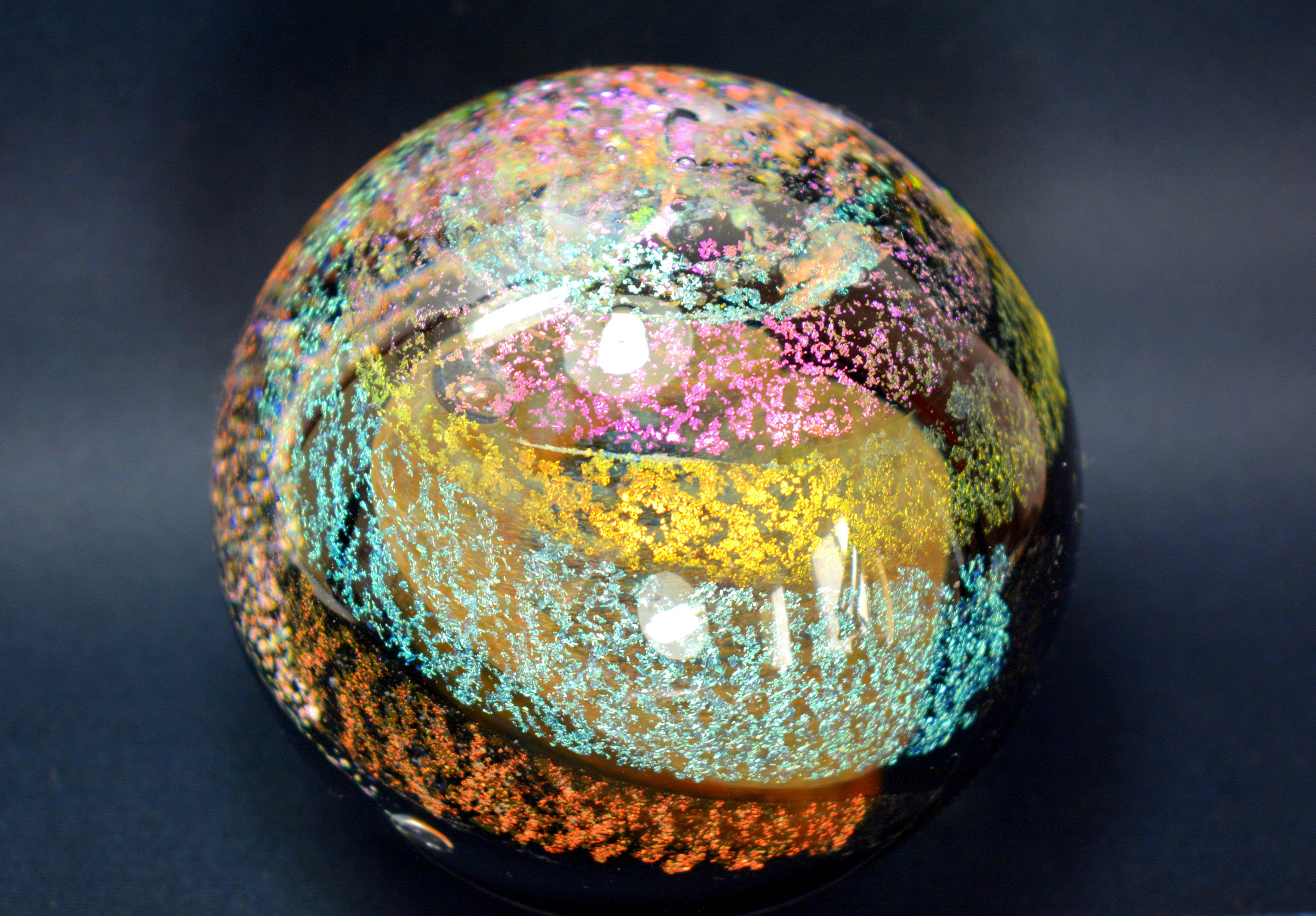 Janet Wolery Dishroic Art Glass Studio Paperweight Ball 1994
