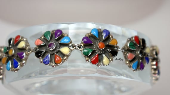 Vintage Taxco Mexico TL-118 Sterling Silver Multi Gemstones Vintage Taxco Mexico TL-118 Sterling Silver Multi Gemstones