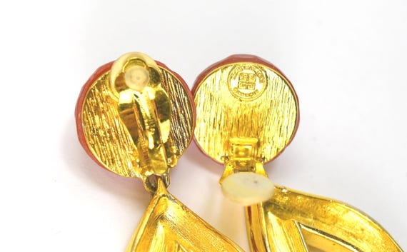 Authentic Givenchy Dangle Earrings  Clip-on Gold … - image 7