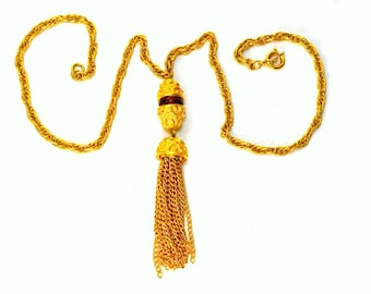 Crown Trifari Lariat Tassel Necklace Byzantine Empire Revival