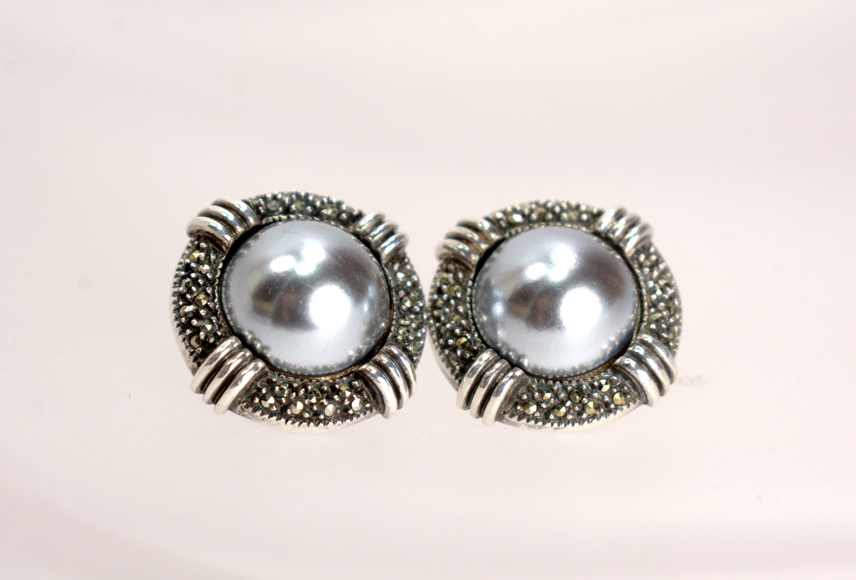 Judith Jack Sterling Silver Marcasite Crystal Pearl Hair clip NWT Large Vintage “JJ” JUDITH JACK STERLING SILVER Marcasite  main image 2