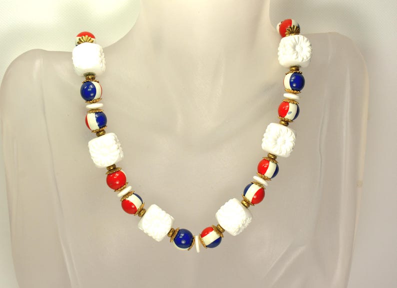 Hobé Bicentennial Patriotic Necklace 1976, Red White & Blue, USA Patriotic Jewelry