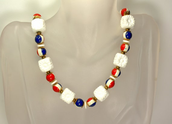 Hobé Bicentennial Patriotic Necklace 1976, Red White & Blue, USA Patriotic Jewelry