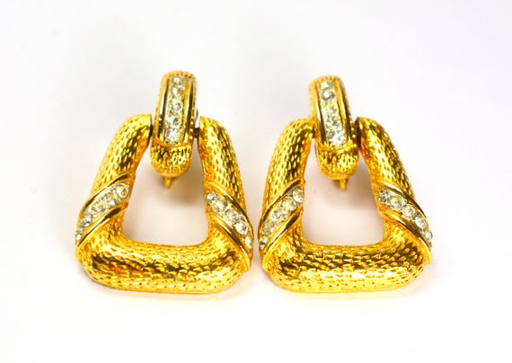 Statement Doorknocker Earrings Drop Dangle Vintag… - image 2