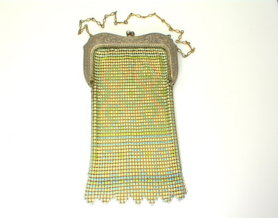 Art Deco Whiting and Davis Flapper Mesh Enamel Pu… - image 6