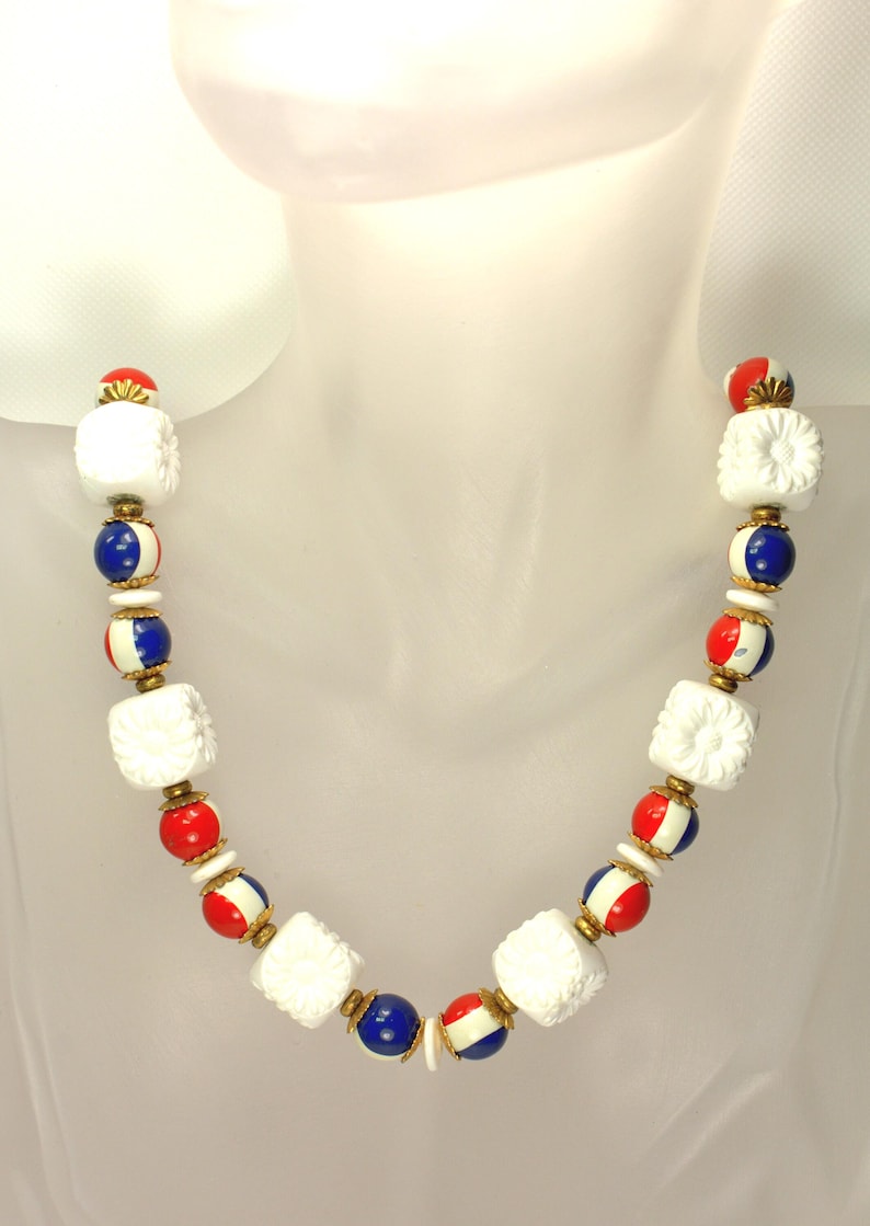Hobé Bicentennial Patriotic Necklace 1976, Red White & Blue, USA Patriotic Jewelry
