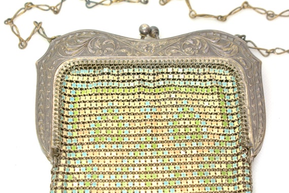 Art Deco Whiting and Davis Flapper Mesh Enamel Pu… - image 2