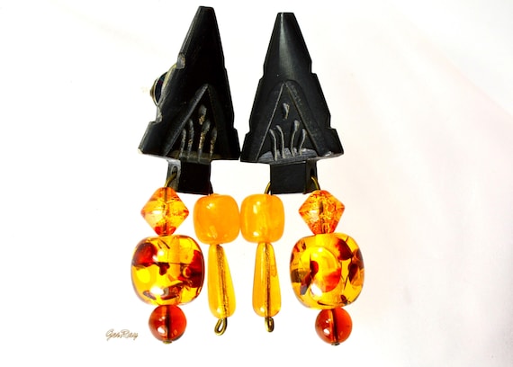 Contemporary Monies Style Statement Earrings Artisan Crafted by Takara, Tribal