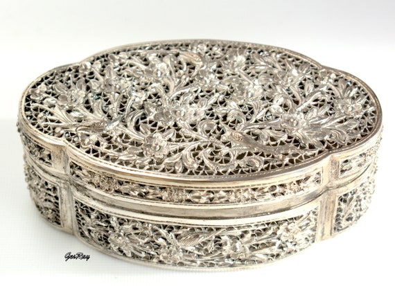 Antique 19/20th C. Chinese Export Silver Trinket … - image 5